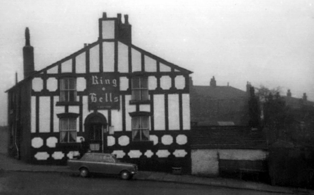 The Ring O' Bells in Middleton, photographed in black and white